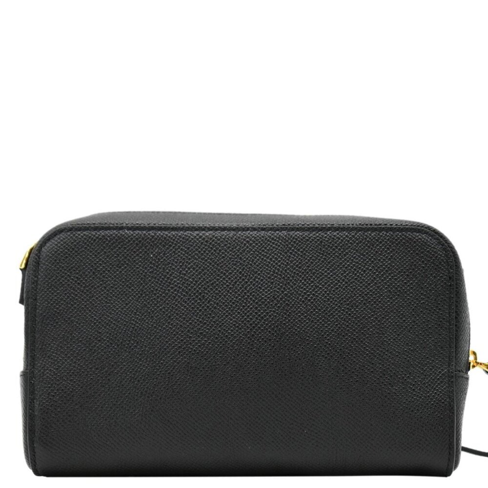CHRISTIAN DIOR  Caro Grained Leather Double Pouch Crossbody Bag Black - Picture 4 of 12